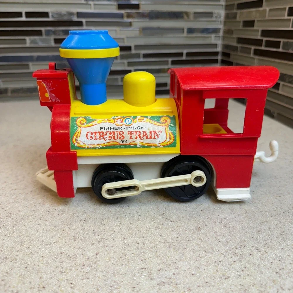 Vintage Fisher Price Circus Train 991 Engine Cage‎ Car Caboose 3 Piece Set